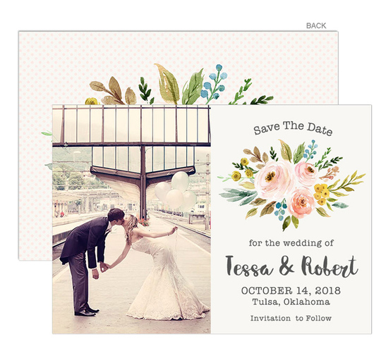 Pink Bouquet Photo Save The Date Announcements